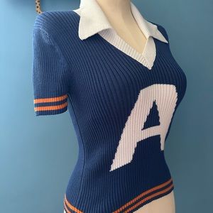 Vintage Varsity Letter Ribbed Top